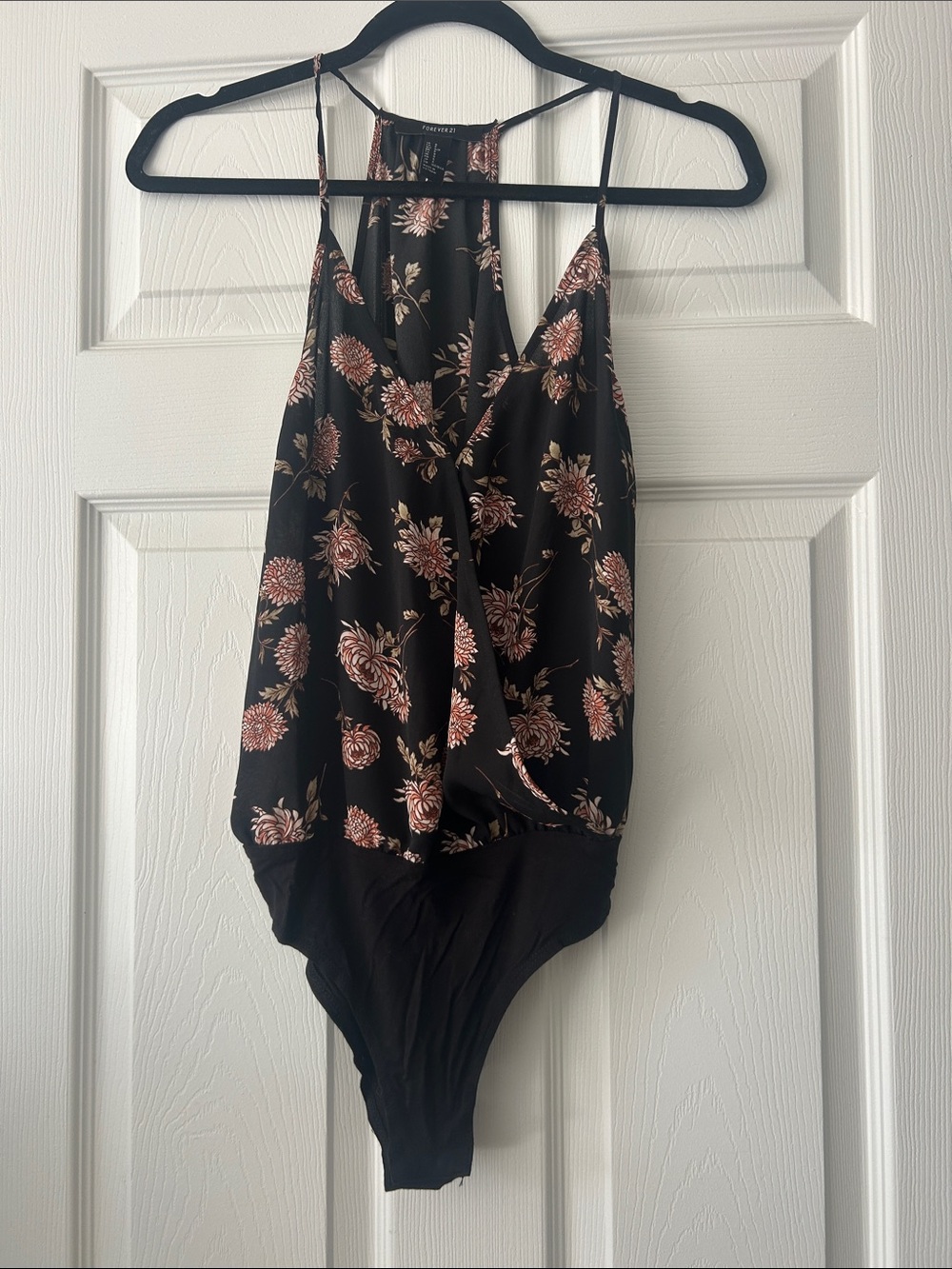 Forever 21 Black Floral Dress with Pink & Cream Blooms